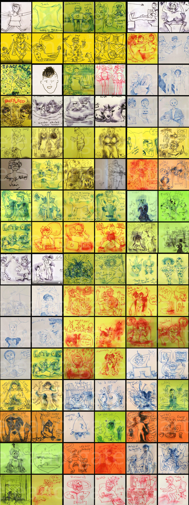 Post-it sketches by Eleanor Gates-Stuart