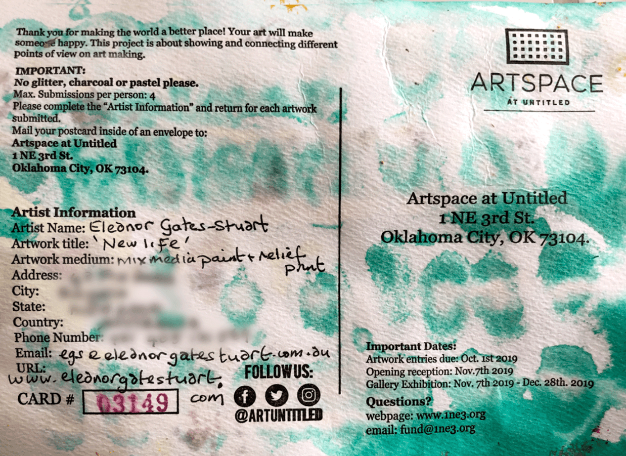 Image: Gates-Stuart, Reverse side of Painting – postcard (Personal details omitted)