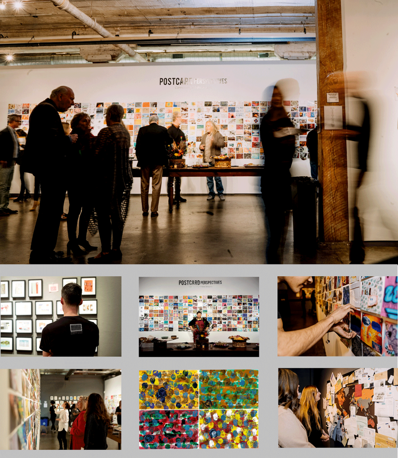 Postcard Perspectives: Connecting Artists Globally ARTSPACE at Untitled, 1 NE 3rd Street Oklahoma City, Oklahoma 73104 USA Event Photographs by: Evan Beasley, Angelika Sowaka, AJ Stegall, Mel Willis Middle lower row: ‘4 artworks’ - photograph by Eleanor Gates-Stuart