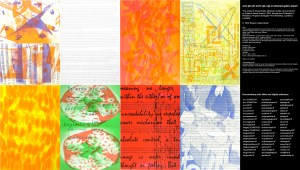 'arcv.pls.txt.scrb.spc.spt.vs' Exhibition Catalogue -Part of the documentary silkscreen print series, arcv.pls.txt.scrb.spc.spt.vs.eleanor.gates-stuart, were produced by Eleanor Gates-Stuart in 2004, through the Printmaker in Residency Program at Megalo Print Workshop, Canberra, Australia. ©  2004 Eleanor Gates-Stuart Note: This work documents research by gatescherrywolmark with permission of the original members of the partnership: Eleanor Gates-Stuart, Jean Cherry and Jenny Wolmark. ISBN 0 7315 3039 X