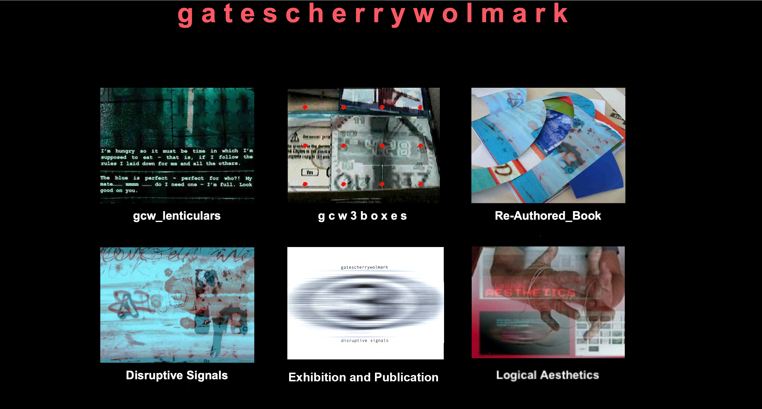The artworks of gatescherrywolmark: collaborative partnership of Eleanor Gates-Stuart (AUS), Jean Cherry (UK) and Jenny Wolmark (UK).